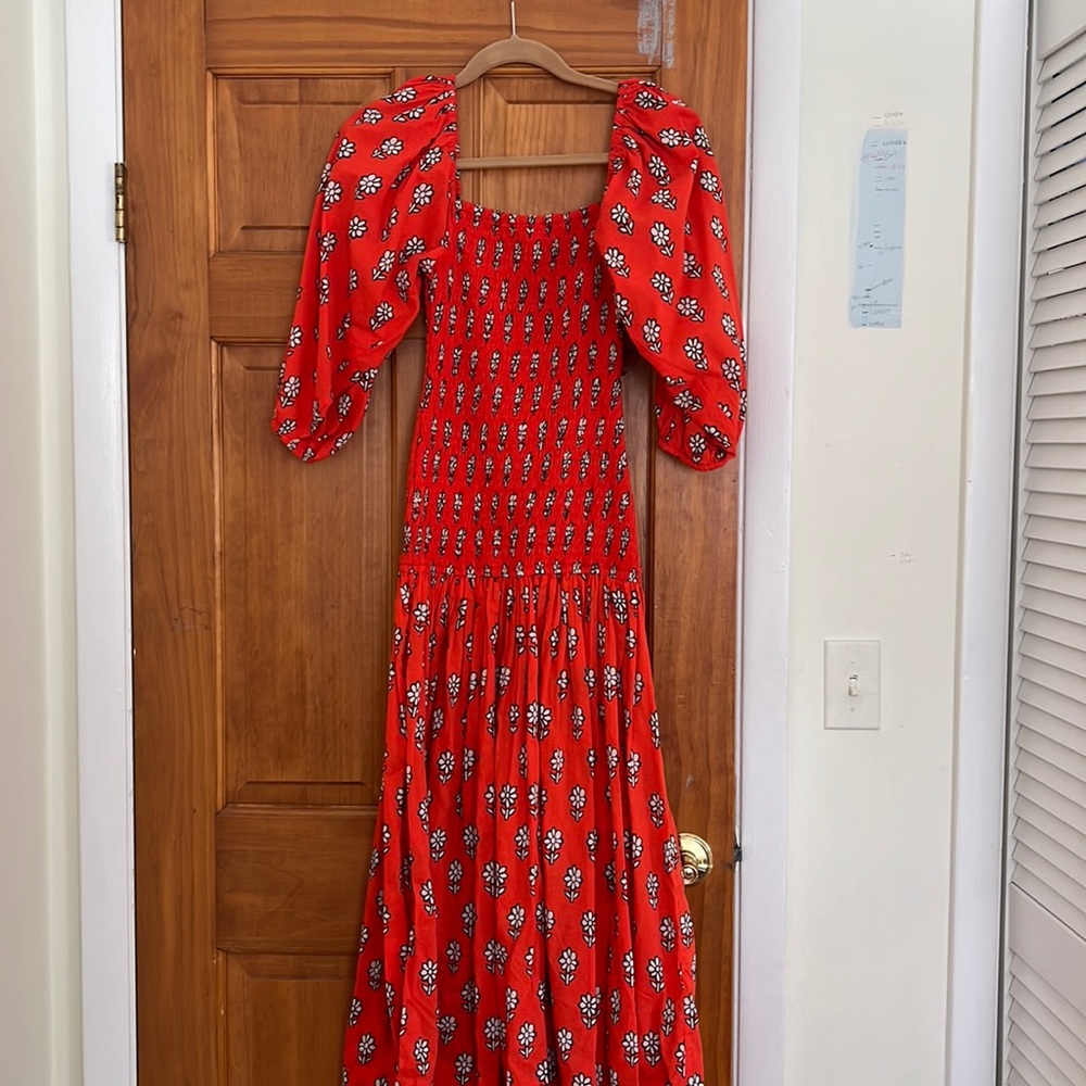 Rhode off shoulder puff sleeve floral maxi dress